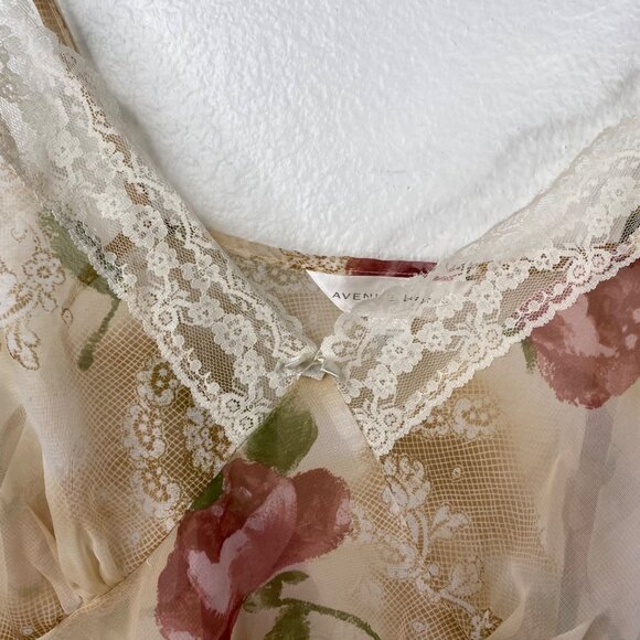 Avenue Body Babydoll Cami Women's Semi Sheer Lace Floral Multicolor Sz 18/20 - Picture 7 of 10